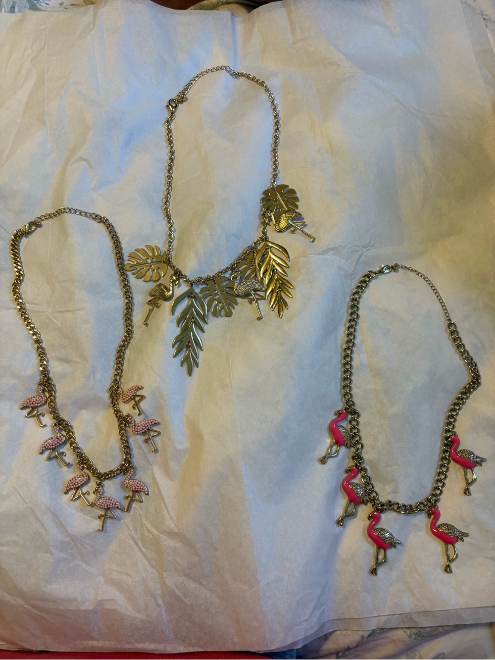 Set of three flamingo 🦩 necklaces